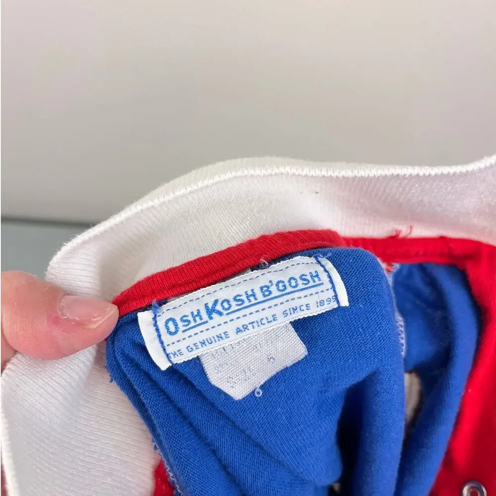 Vintage OshKosh B'gosh Blue White Striped Polo Shirt 6 USA